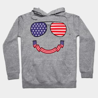 Funny Patriotic Happy Face American Flag Hoodie